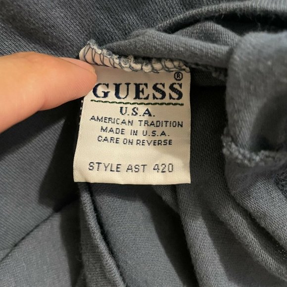 *SOLD* Vintage Guess Jeans USA Orange/Blue Size L/XL Tee Shirt *Made In USA - Picture 7 of 9